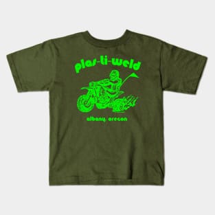 Plas-Ti-Weld logo in Kawasaki green Kids T-Shirt
